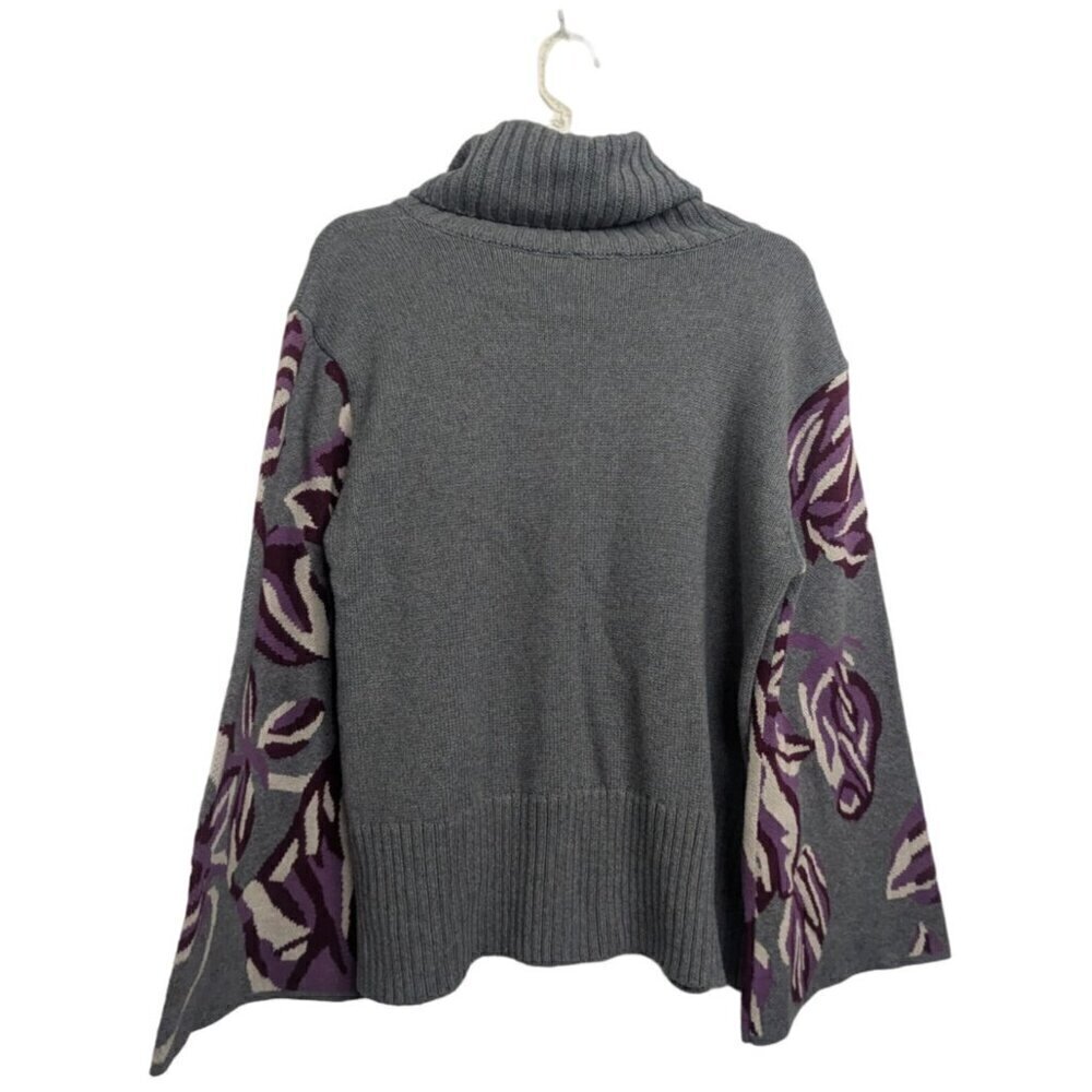 Cabi 3704 Eden Gray Pullover Cowl Neck Floral Bell Sleeves Women's Size Medium - Picture 4 of 6
